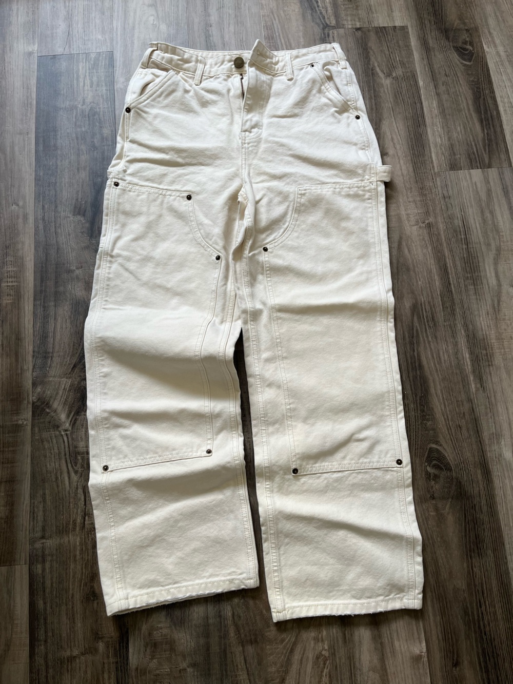 White Carpenter Pants for Women - Classic Utility Style